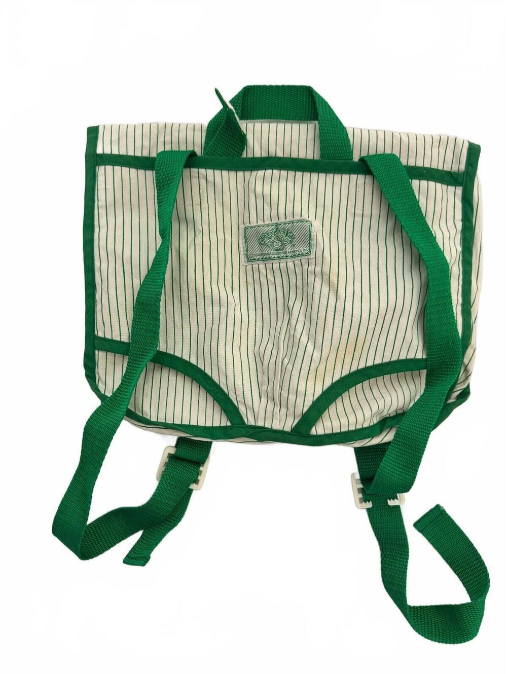 Vintage Cabbage Patch Kids Green Striped Canvas Backpack Coleco 1984
